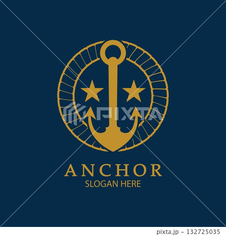 Anchor Logo Design Vector. Symbol of maritime icon or ocean business 132725035