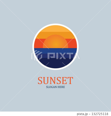 isolated round shape sunset vector logo isolated round shape sunset vector logo 132725118