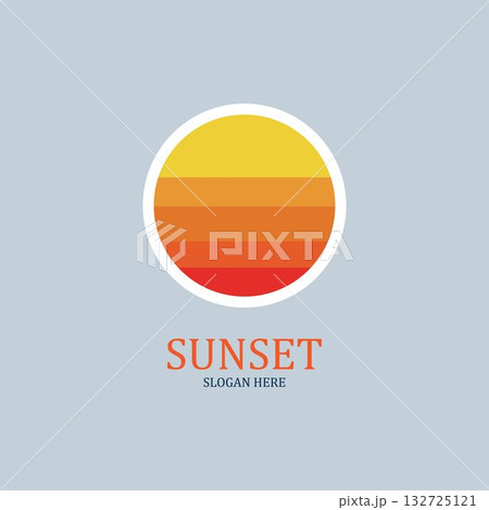isolated round shape sunset vector logo isolated round shape sunset vector logo 132725121