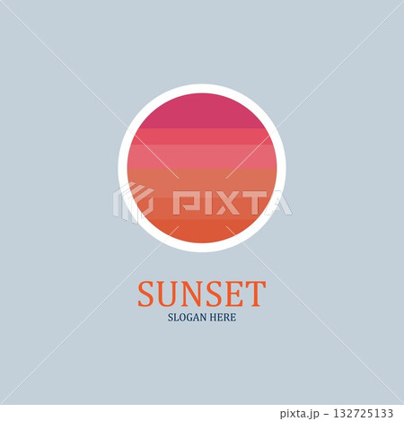 isolated round shape sunset vector logo 132725133