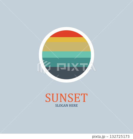 isolated round shape sunset vector logo isolated round shape sunset vector logo 132725173