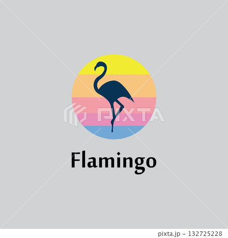 flamingo silhouette scene at sunset logo design vector 132725228