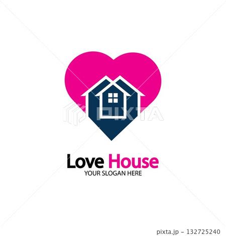 Love Home Logo. Heart and House Icon Combination. Health and Care Symbol. Flat Vector Logo Design Template 132725240
