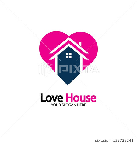 Love Home Logo. Heart and House Icon Combination. Health and Care Symbol. Flat Vector Logo Design Template 132725241
