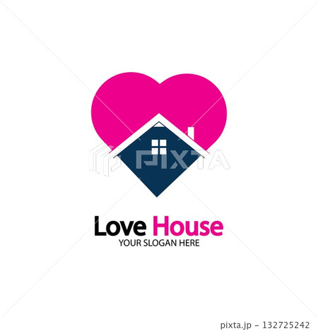 Love Home Logo. Heart and House Icon Combination. Health and Care Symbol. Flat Vector Logo Design Template 132725242