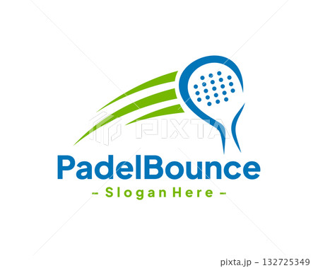 Padel sport logo design template. Concept of Padel tennis court, sport training, tournament, etc. Creative vector symbol Padel racquet. 132725349