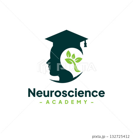 Light Bulb with Graduate Hat Logo Design Vector. Neuroscience Student Logo. Concept of school education, academic, campus, university and college. 132725412