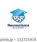 Brain Tech with Graduate Hat Logo Design Vector. Neuroscience Student Logo. Concept of school education, academic, campus, university and college. 132725416
