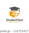 Student Head with Technology Logo Design Vector. Concept of school education, academic, campus, university and college. 132725417