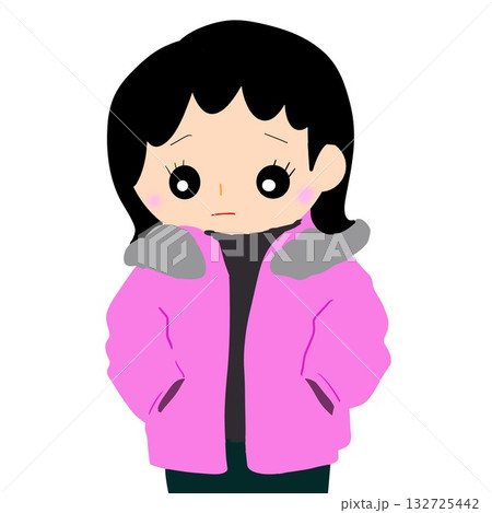 ポケットに手を入れてうつむく人 ポケットに手を入れてうつむく人 132725442