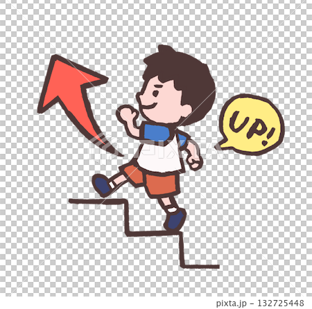 Illustration of a boy stepping up Illustration of a boy stepping up 132725448