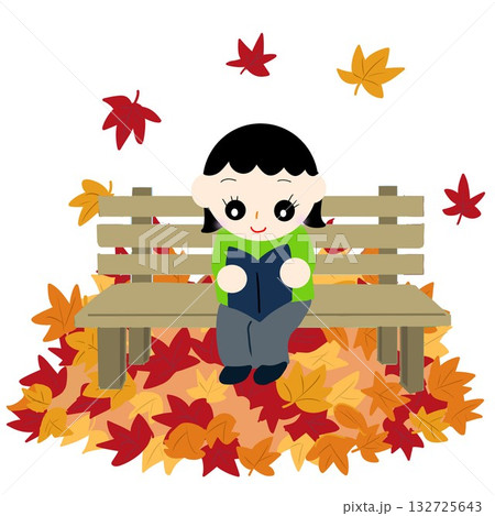 読書する女性と紅葉の景色 読書する女性と紅葉の景色 132725643
