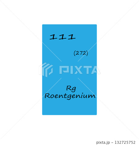 Roentgenium element icon. One hundred eleven number. Two hundred seventy two mass. Vector periodic table. 132725752