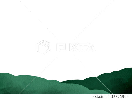 手描きの丘の水彩イラスト 手描きの丘の水彩イラスト 132725999