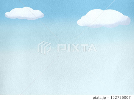 手描きの雲と空の水彩イラスト 手描きの雲と空の水彩イラスト 132726007