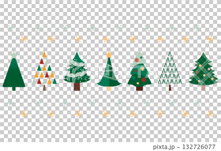 Colorful Christmas tree illustration set 132726077
