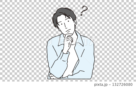 插畫素材:一個男人抬頭沉思 插畫素材:一個男人抬頭沉思 132726080