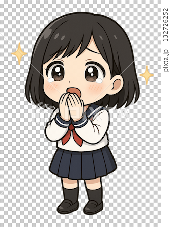 一位身穿水手服、神采奕奕的高中女生,雙手摀住嘴,姿態動人。 一位身穿水手服、神采奕奕的高中女生,雙手摀住嘴,姿態動人。 132726252