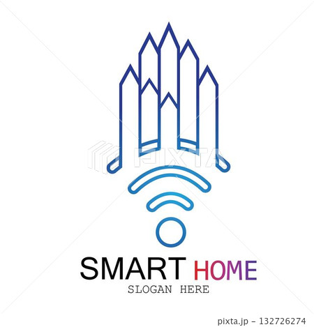 Wifi House Vector Logo.Smart City Tech Icon Vector. City Net Logo Concept Vector 132726274