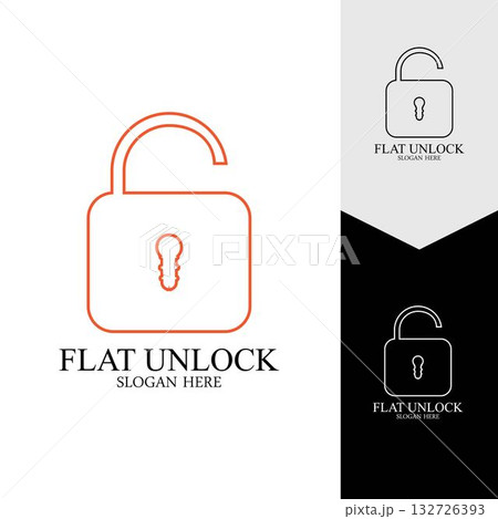 Flat unlock icon vector background 132726393