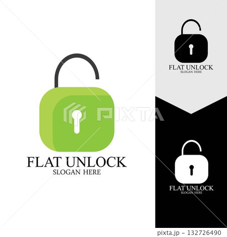 Flat unlock icon vector backgroundのイラスト素材 [132726490] - PIXTA