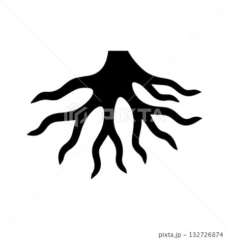 Solid enclosed root design symbolizing protective nature and balance 132726874