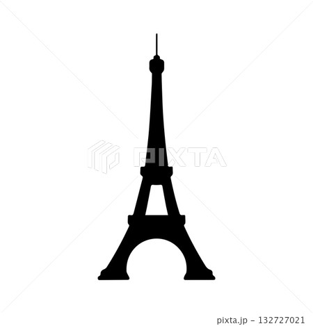 Silhouette Eiffel Tower Logo Reflecting French Culture and Simplicity 132727021