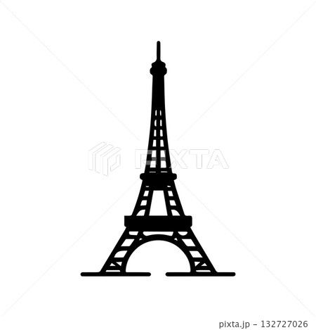 Minimal Black Engineering Tower Symbol Representing French Design Precision Minimal Black Engineering Tower Symbol Representing French Design Precision 132727026