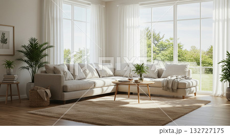 暖かさとデザインを両立したインテリア家具とラグ生成AI画像 暖かさとデザインを両立したインテリア家具とラグ生成AI画像 132727175