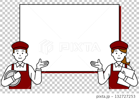 ホワイトボードで紹介するカフェの店員 ホワイトボードで紹介するカフェの店員 132727253