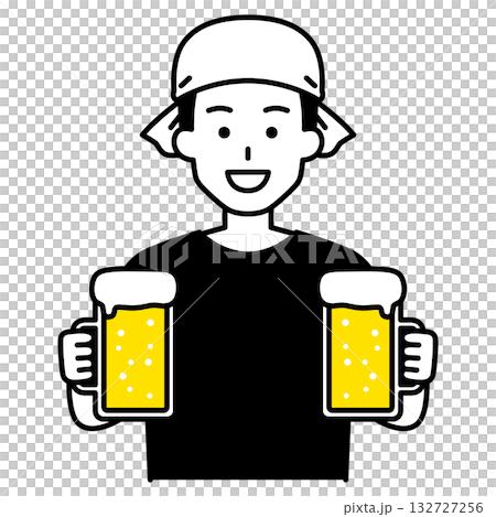 生ビールを運ぶ居酒屋の男性店員 132727256