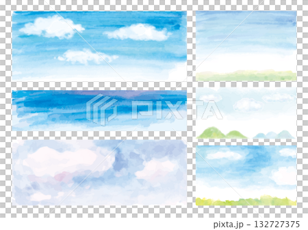 Set of 6 watercolor sky images Set of 6 watercolor sky images 132727375