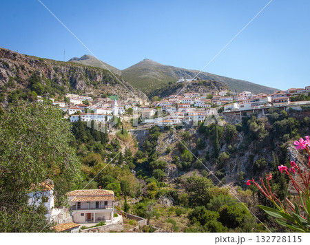 Coastal village of Dhermi with white houses on the slope of mountains. Albania. High quality photo 132728115