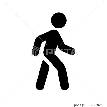 歩いている人物・歩行者 全身（横向き）シルエットアイコンイラストマン 132728258