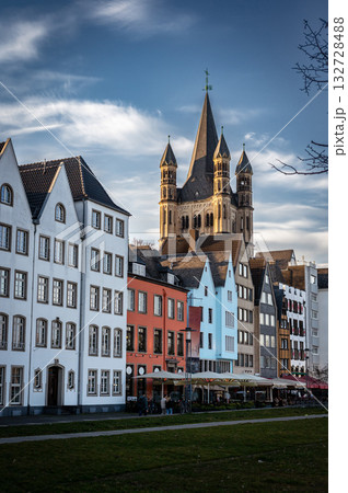 March 7 2025. Cologne city skyline in summer along the Rhine river, North Rhine-Westphalia, Germany. High quality photo 132728488