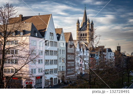 March 7 2025. Cologne city skyline in summer along the Rhine river, North Rhine-Westphalia, Germany. High quality photo 132728491
