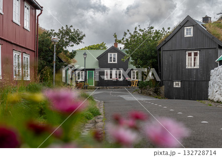 Torshawn city, the capital of The Faroe Islands, Denmark. Vestaravag harbor in Torshavn with its boats and colorful buildings. High quality photo Torshawn city, the capital of The Faroe Islands, Denmark. Vestaravag harbor in Torshavn with its boats and colorful buildings. High quality photo 132728714