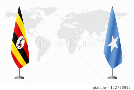Uganda and Somalia flags for official meeting 132728913