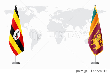 Uganda and Sri Lanka flags for official meeting 132728916