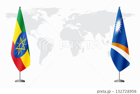 Ethiopia and Marshall Islands flags for official meeting Ethiopia and Marshall Islands flags for official meeting 132728956