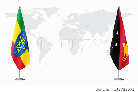 Ethiopia and Papua New Guinea flags for official meeting Ethiopia and Papua New Guinea flags for official meeting 132728973