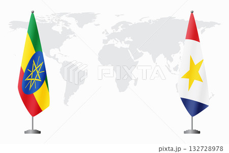 Ethiopia and Saba flags for official meeting 132728978