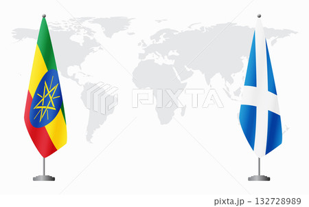 Ethiopia and Scotland flags for official meeting 132728989