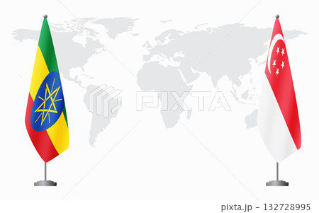 Ethiopia and Singapore flags for official meeting 132728995