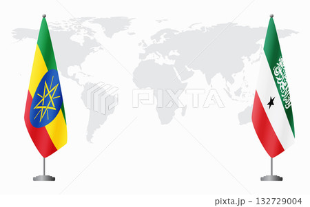 Ethiopia and Somaliland flags for official meeting Ethiopia and Somaliland flags for official meeting 132729004