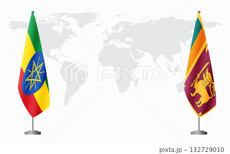 Ethiopia and Sri Lanka flags for official meeting 132729010