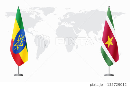 Ethiopia and Suriname flags for official meeting Ethiopia and Suriname flags for official meeting 132729012