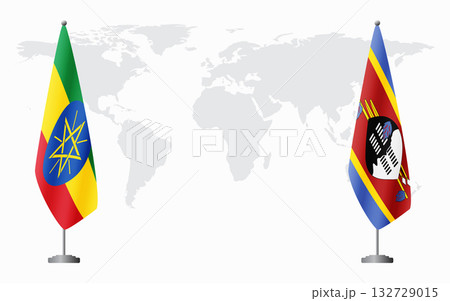 Ethiopia and Kingdom of eSwatini - Swaziland flags for offi Ethiopia and Kingdom of eSwatini - Swaziland flags for offi 132729015