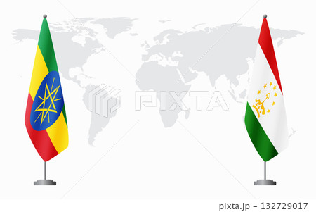 Ethiopia and Tajikistan flags for official meeting Ethiopia and Tajikistan flags for official meeting 132729017