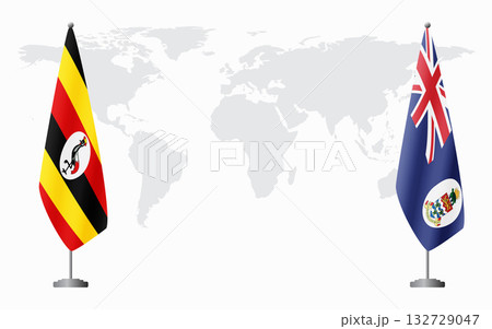 Uganda and Cayman Islands flags for official meeting Uganda and Cayman Islands flags for official meeting 132729047